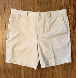 Original Penguin Mens Golf Shorts Beige Heathered Flat Front Size 38 Performance